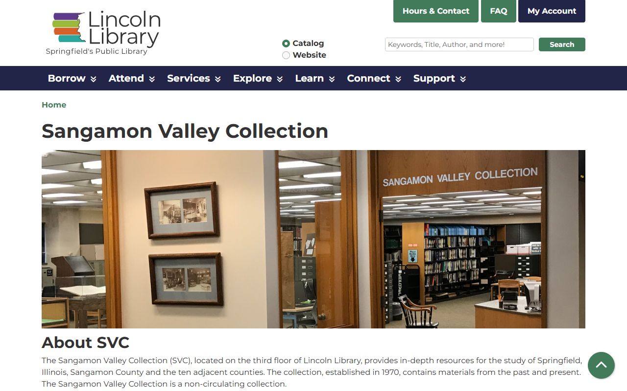 Lincoln Library Sangamon Valley Collection genealogy resources in Springfield