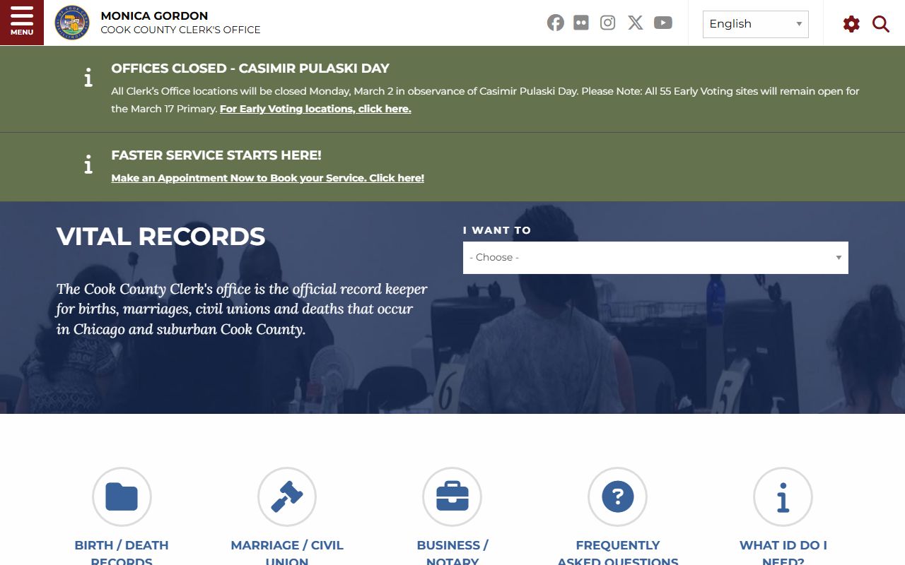 Cook County vital records portal for genealogy records