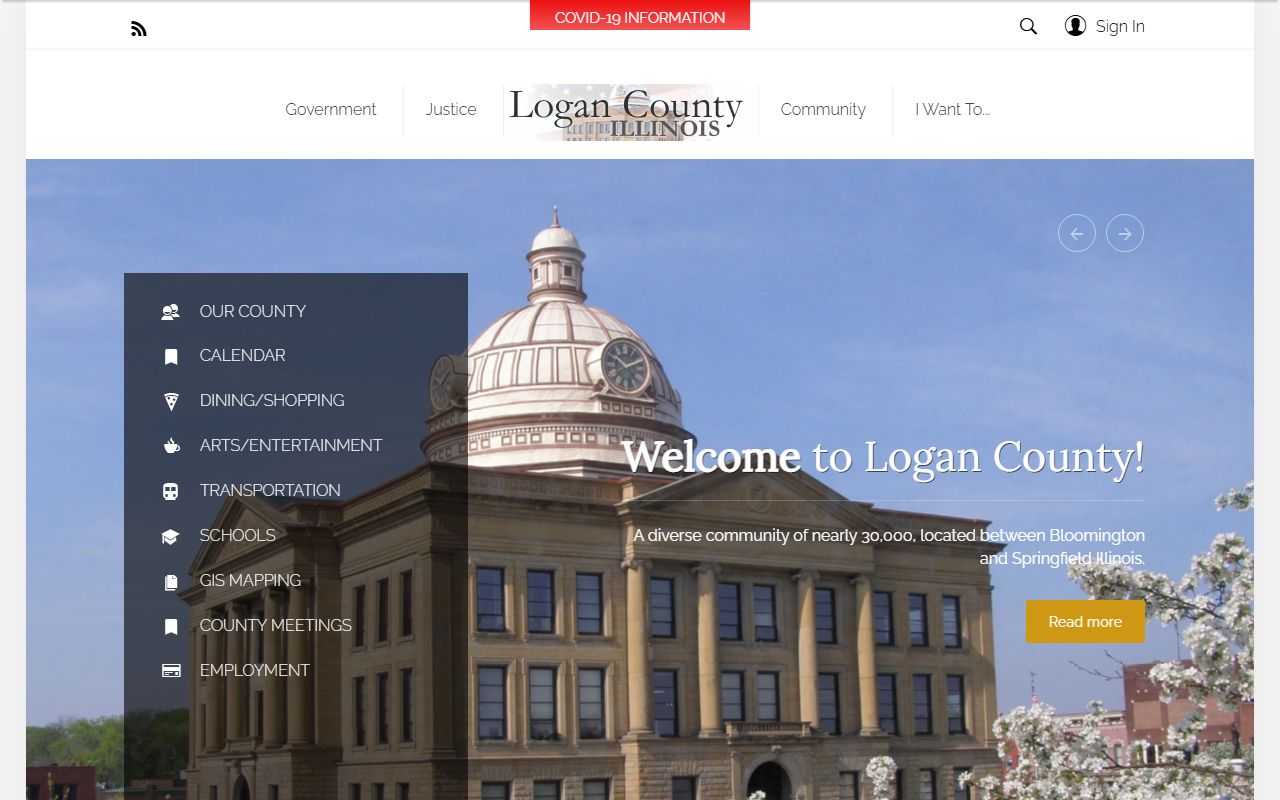 Logan County Clerk and Recorder website showing genealogy records access