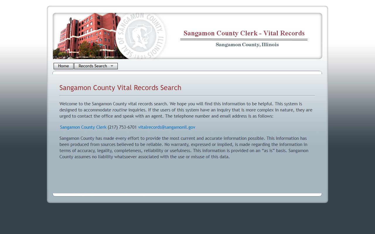 Sangamon County birth index search for genealogy records 75 years and older