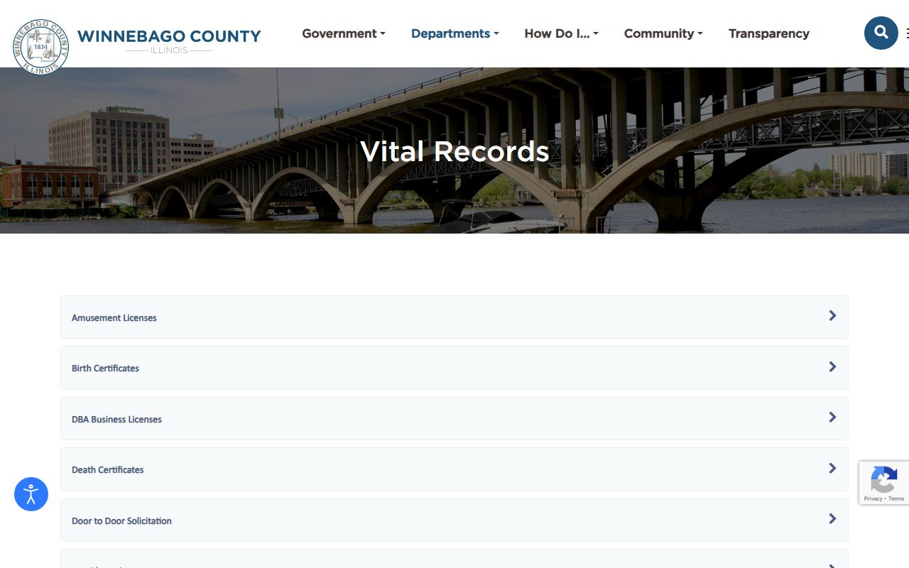 Winnebago County vital records page for genealogy research