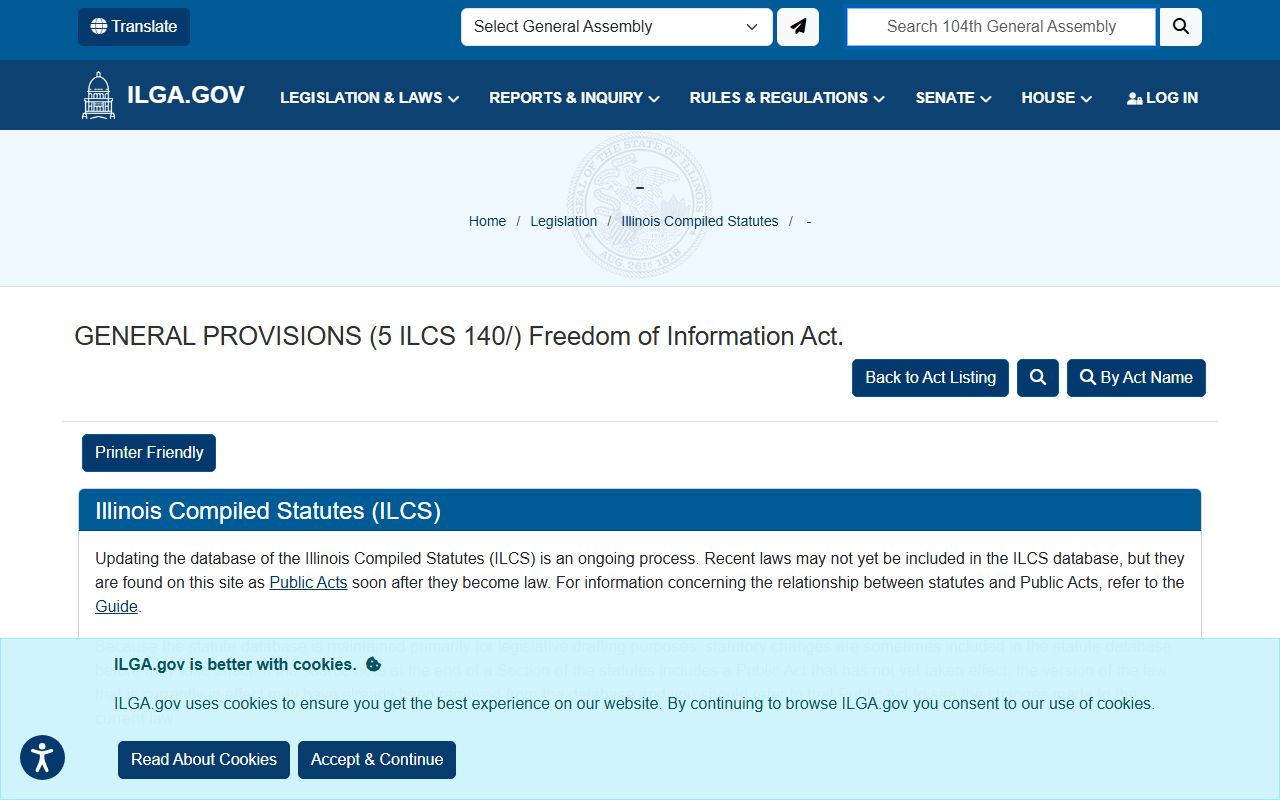 Illinois Freedom of Information Act related to genealogy record access